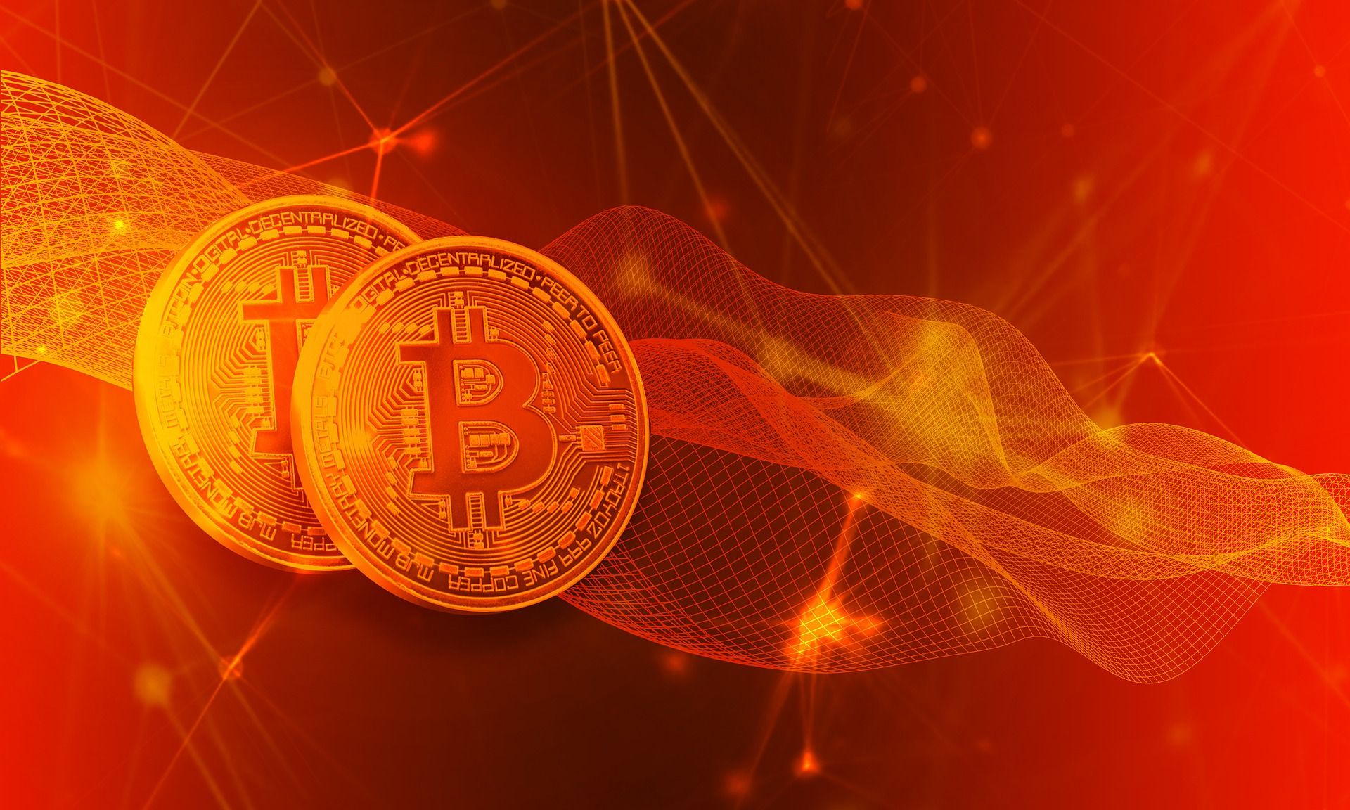 手提電腦及手機顯示比特幣走勢的扁平插畫，代表香港加密貨幣卡應用程式